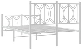 Estrutura de cama com cabeceira e pés 120x190 cm metal branco