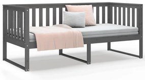 Sofá-cama 90x190 cm madeira de pinho maciça cinzento