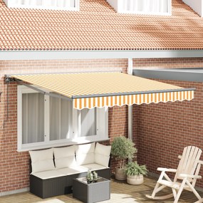 vidaXL Toldo Retrátil Manual Amarelo e Branco 300x250 cm tecido
