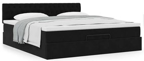 Estrutura de cama otomana com colchão 180x200 cm veludo preto