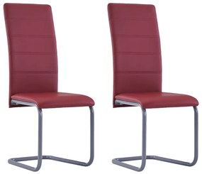 vidaXL Cadeiras de jantar cantilever 2 pcs couro artificial vermelho