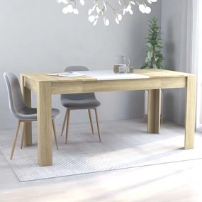 vidaXL Mesa jantar 160x80x76 cm contraplacado carvalho sonoma e branco