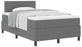 Cama Box Spring com Colchão Cinza 120x200 cm Tecido de Veludo Cotelê