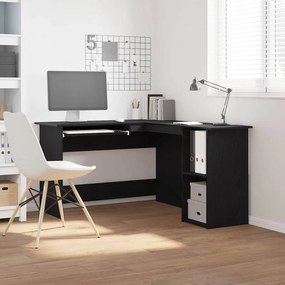 Escrivaninha vidaXL em Preto Carvalho de 120x140x75 cm em Madeira Enge