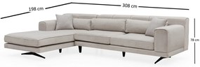 Sofá de Canto Jivago – Bege – 198 x 308 cm