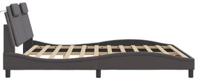 Estrutura cama c/ cabeceira 180x200cm couro artificial cinzento