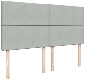 Cama com molas/colchão 200x200 cm veludo cinzento-claro