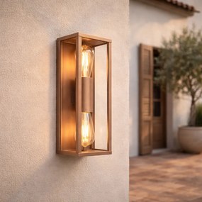 Candeeiro de parede industrial castanho enferrujado 38 cm 2 luzes IP44 - Charlois