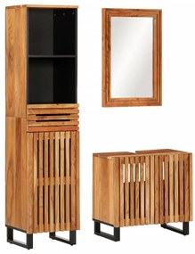 vidaXL 3 pcs conjunto de móveis p/ casa de banho acácia maciça