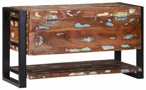 Caixa de Armazenamento Multicolorida 80x35x45 cm em Madeira Recuperada