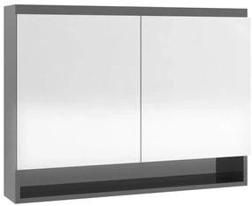 Armário espelhado p/ casa banho 80x15x60cm MDF cinza brilhante