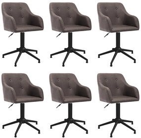 vidaXL Cadeiras de jantar giratórias 6 pcs tecido cinzento-acastanhado