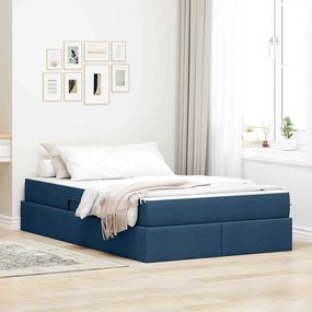 vidaXL Cama com arrumação e colchão Azul 120 x 200 cm Poliéster