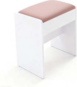 Banco para toucador estofado para maquilhagem em veludo 28,6 x 45 x 49,5 cm, com pés antiderrapantes branco-rosa