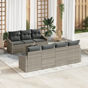 Conjunto de Jantar de Jardim 8 Peças com Almofadas Cinza Claro em Ratt