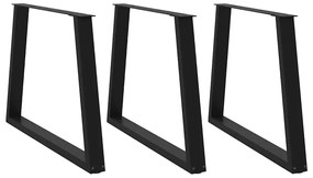 Pernas para mesa de jantar em V 3 peças, pretas, 100x(72-73,3) cm, aço