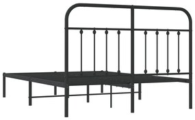 Estrutura de cama em metal com cabeceira 150x200 cm preto