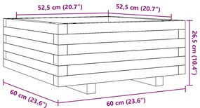 Vaso/floreira de jardim 60x60x26,5 cm pinho maciço branco
