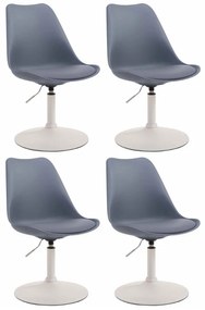 Conjunto de 4 cadeiras de sala de jantar Maverick em plástico com estrutura branca 76-81 x 48 x 57 cm Cinzento