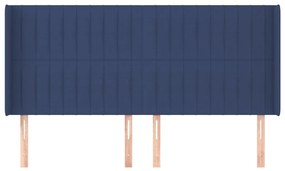 Cabeceira de cama c/ abas tecido 203x16x118/128 cm azul