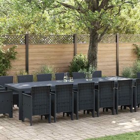 Conjunto de Jantar para Jardim vidaXL 15 Peças Antracite Rattan Poliéster