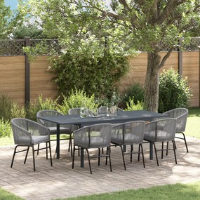 Conjunto de Jantar de Jardim vidaXL 10 Peças com Almofadas Cinza Rattan Poly