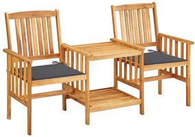 Cadeiras de jardim c/ mesa de centro e almofadões acácia maciça