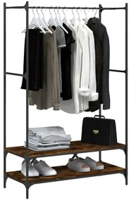 Charriot/Suporte p/ roupas c/ prateleiras deriv. madeira carvalho fuma