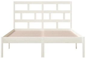 Estrutura de cama king 150x200 cm madeira maciça branco