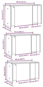 Mesas de encastrar 3 pcs derivados de madeira madeira velha