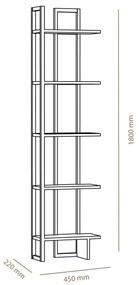 Estante Alice – Carvalho Branco – 45 cm x 180 cm x 22 cm