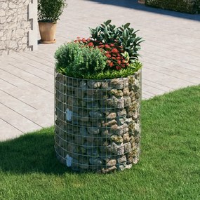 vidaXL Canteiro elevado/cesto gabião poste Ø100x100 cm aço galvaniz.