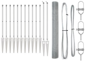 Cerca de Arame Soldado com 13 Estacas de Espeto 1.4x25 m Aço Galvaniza