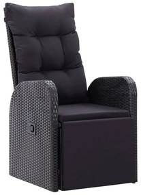 Cadeiras de jardim reclináveis c/ almofadões 2pcs vime PE preto