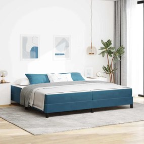 vidaXL Cama Box com colchão Azul Escuro 200 x 200 cm tecido