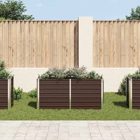 Canteiro elevado de jardim aço galvanizado 160x40x77cm castanho