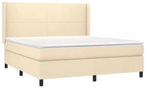 Cama box spring c/ colchão e LED 180x200 cm tecido cor creme