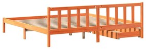 Cama sem colchão 200x200 cm pinho maciço castanho-mel