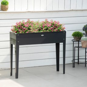 Floreira com pés, floreira, para horta, com orifício de drenagem, em aço galvanizado, 100 x 30 x 80 cm, preta