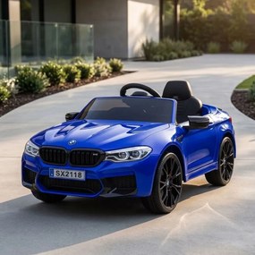 Carro elétrico para crianças até aos 5 anos BMW M5, 24V, Pneus Borracha, Bateria lítio, Controle remoto Azul