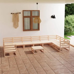 vidaXL 11 pcs conjunto lounge de jardim pinho maciço