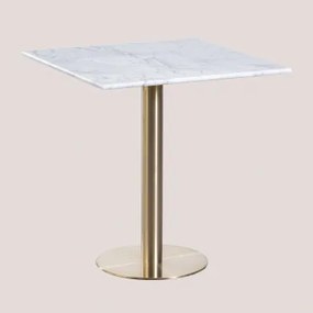 Mesa De Bar Quadrada Em Mármore Cosmopolitan Mármore Branco Guangxi & ↔︎ 70 Cm & Ouro Champagne - Sklum