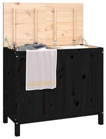 Caixa para roupa 88,5x44x76 cm madeira de pinho maciça preto