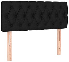 Cama box spring c/ colchão e LED 100x200 cm tecido preto