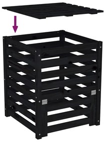 Caixote de compostagem 63,5x63,5x77,5 cm pinho maciço preto