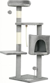 Pawhut Árvore de Gatos Multi Equipada Arranhadores Plataformas Ninho Corda Brinquedos 40x40x114 cm Cinza | Aosom Portugal