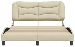 Estrutura de cama sem colchão 140x190 cm tecido cor creme