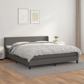 vidaXL Cama com molas/colchão 160x200 cm couro artificial cinzento