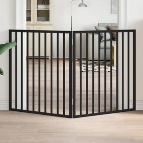 vidaXL Portão p/ cães dobrável 2 painéis 160 cm madeira de álamo preto