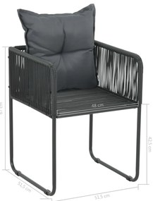 7 pcs conjunto de jantar p/ jardim vime de PVC preto e castanho